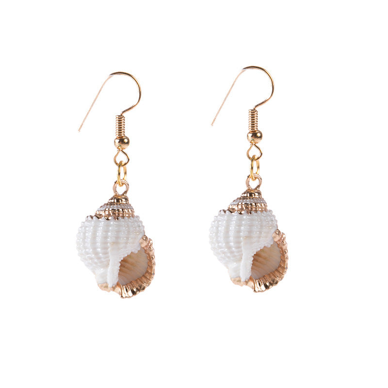 Wholesale Gold-rimmed Ocean Style Conch Seashell Earrings